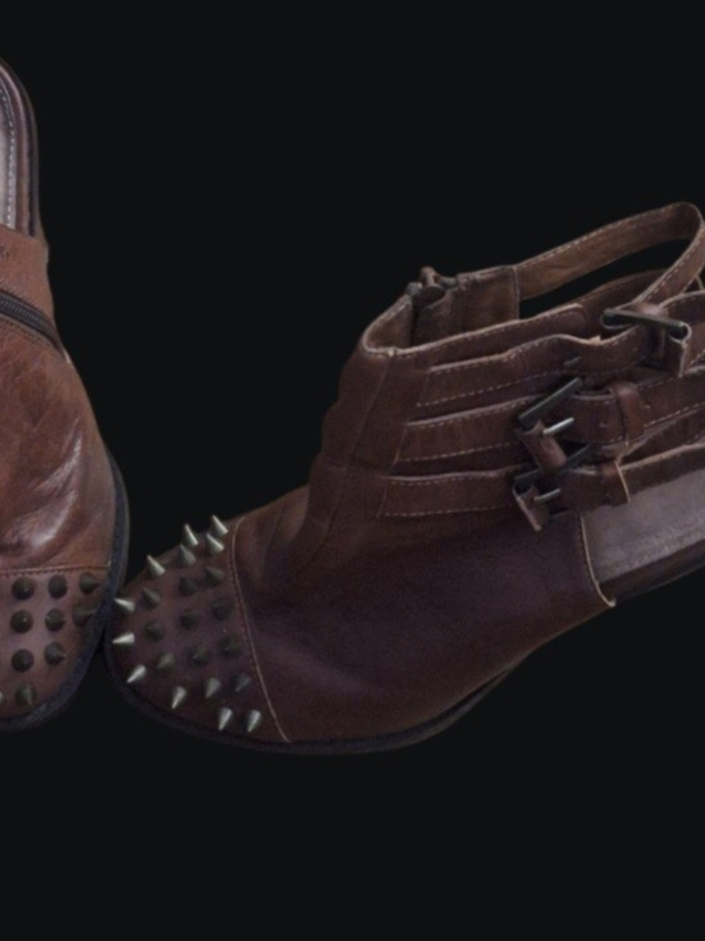 Men's Brown Studded Leather Ankle Boots